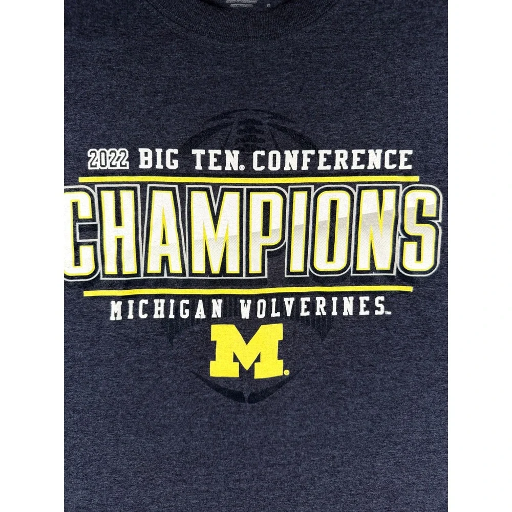 Champion Michigan Wolverines 2022 Big Ten Champions Navy Blue T-Shirt Mens Large - Picture 2 of 4